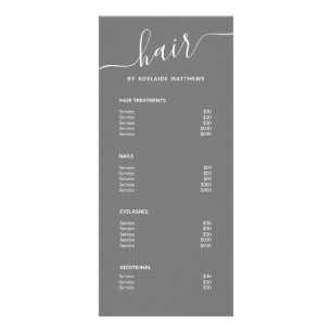 Modern Simple Elegant Grey Hair Salon Price List Rack Card