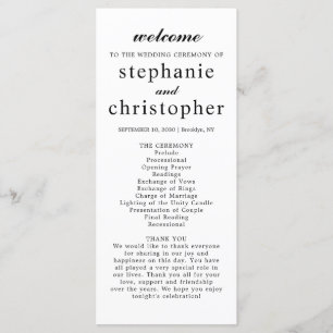 Modern Simple Elegant Minimal Black Script Wedding Program
