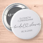 Modern Simple Elegant Minimal Heart Bridal Shower 2 Inch Round Button<br><div class="desc">This simple and modern design is composed of sans serif and playful cursive typography with doodle hearts. Perfect for wedding bridal showeer party favours.</div>
