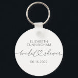 Modern Simple Elegant Minimal Heart Bridal Shower Keychain<br><div class="desc">This simple and modern design is composed of sans serif and playful cursive typography with doodle hearts. Perfect for wedding bridal showeer party favours.</div>