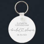 Modern Simple Elegant Minimal Heart Bridal Shower Keychain<br><div class="desc">This simple and modern design is composed of sans serif and playful cursive typography with doodle hearts. Perfect for wedding bridal showeer party favours.</div>