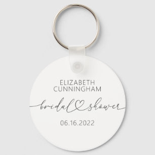 Modern Simple Elegant Minimal Heart Bridal Shower Keychain
