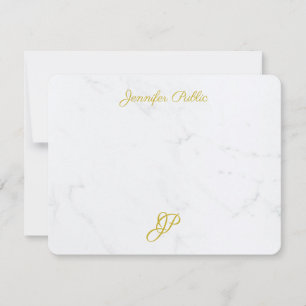 Modern Simple Elegant Monogram For Her Gold Script Card
