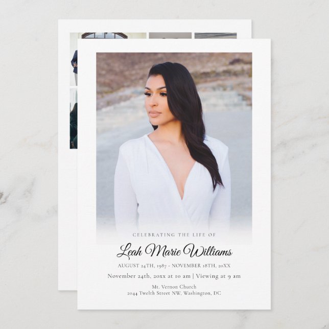 Modern Simple Elegant Photo Memorial Funeral  Program (Front/Back)