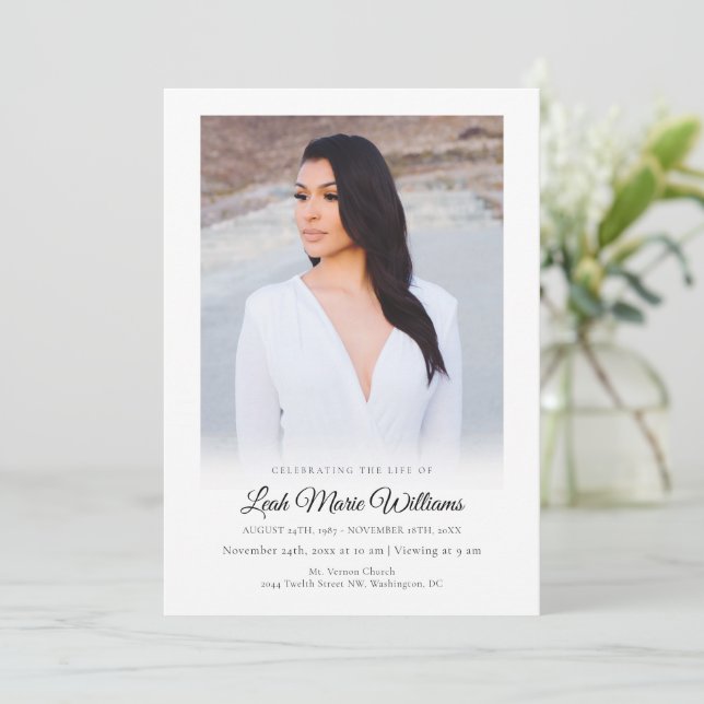 Modern Simple Elegant Photo Memorial Funeral  Program (Standing Front)