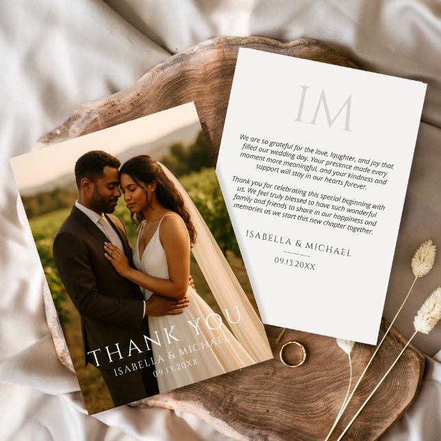 Modern Simple Elegant Photo Wedding Thank You Card (Creator Uploaded)