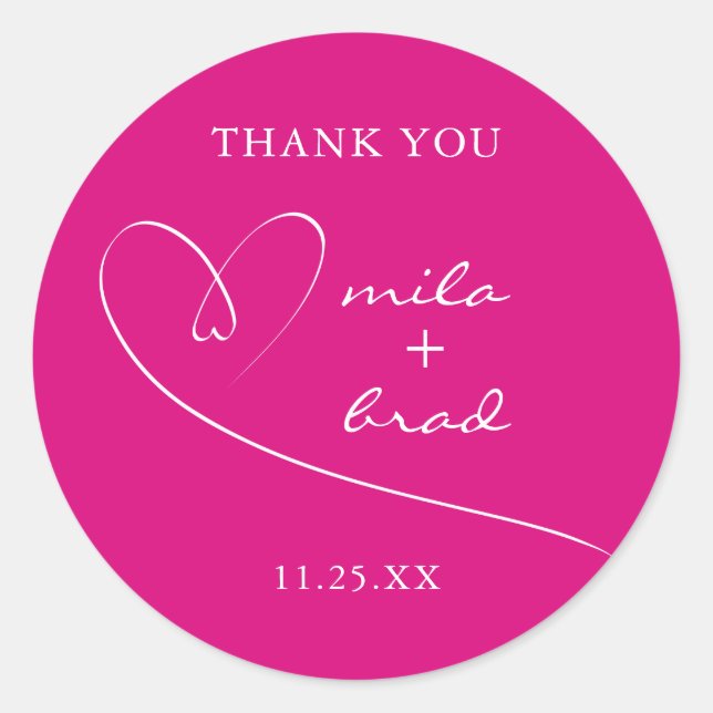 Modern Simple Elegant Pink Wedding Classic Round Sticker (Front)