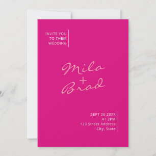 Modern Simple Elegant Pink Wedding Invitation