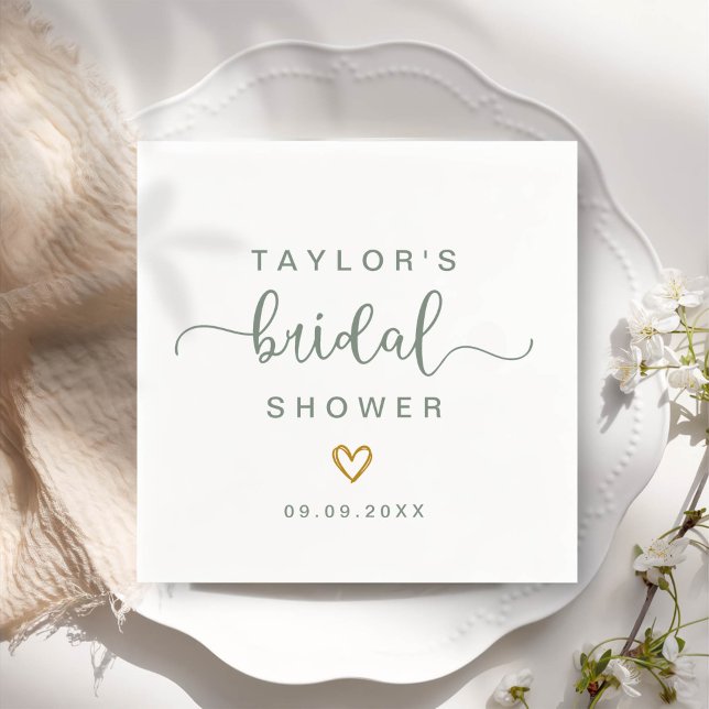 Modern Simple Elegant Script Bridal Shower Party Napkin (Creator Uploaded)