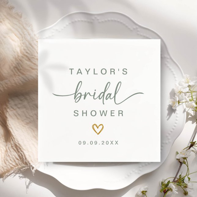 Modern Simple Elegant Script Bridal Shower Party Napkin (Creator Uploaded)
