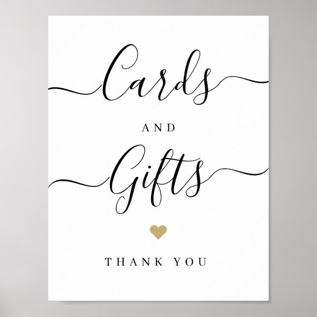 Modern simple elegant script cards and gifts sign (Front)
