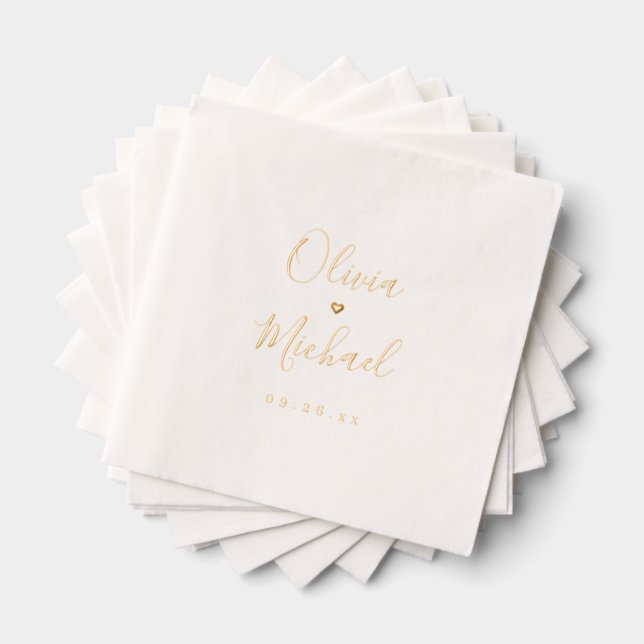 Modern simple elegant script couples names wedding foil napkins (Insitu (Stacked))