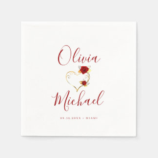 Modern simple elegant script couples names wedding napkin