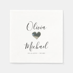 Modern simple elegant script couples names wedding napkin