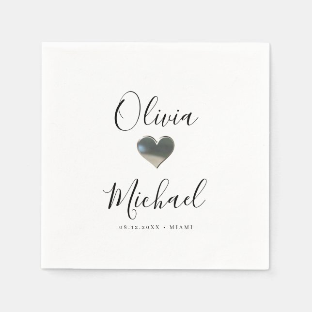 Modern simple elegant script couples names wedding napkin (Front)