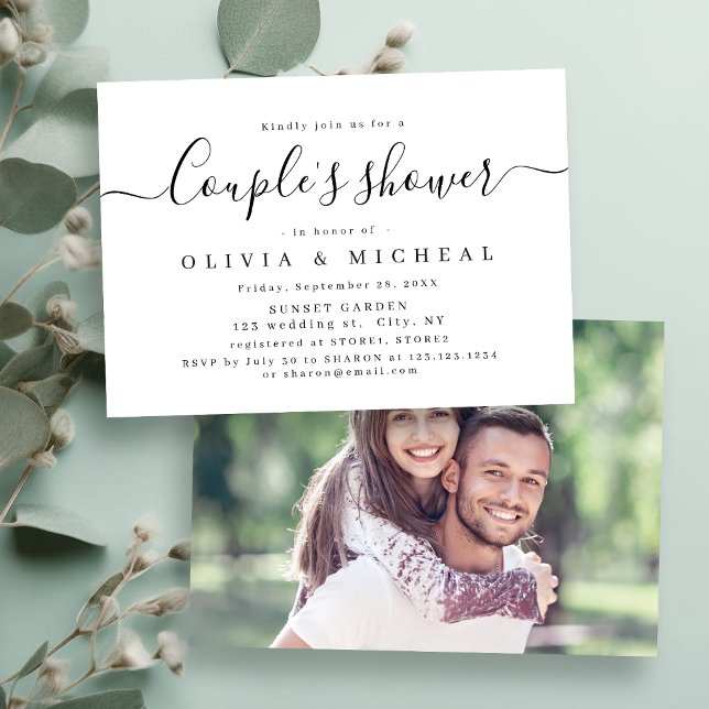 Modern simple elegant script couples shower invitation (Modern simple elegant script couples shower invitation)