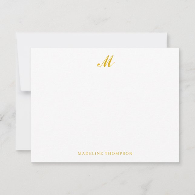 Modern Simple Elegant Script Mustard Monogram Card (Front)