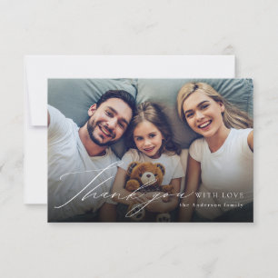 Modern simple elegant script photo thank you card