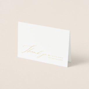 Modern simple elegant script photo thank you foil card