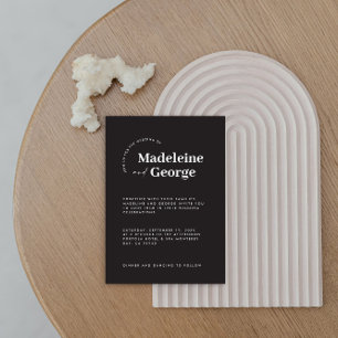 Modern simple elegant typography black and white save the date