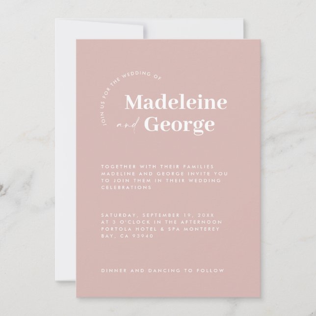 Modern simple elegant typography blush pink simple save the date (Front)