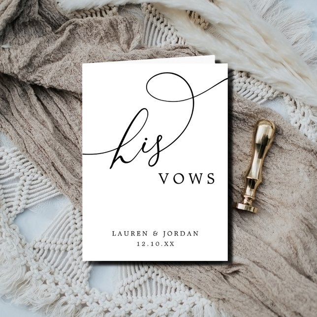 Modern Simple Elegant Wedding His Vows Card (Creator Uploaded)