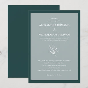 Modern Simple Emerald Green Wedding Invitation