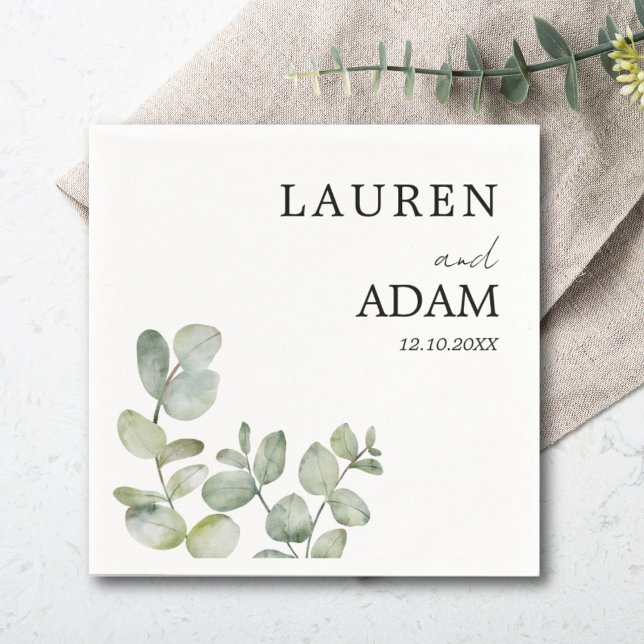 Modern Simple Eucalyptus Greenery Wedding Napkin (Creator Uploaded)