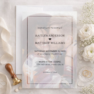 Modern Simple Faded Photo White Wedding Invitation