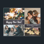 Modern Simple Family Photo Collage Happy New Years Holiday Postcard<br><div class="desc">Your beautiful family photos deserve to be shared during this time of year as you send warm wishes. Customize this modern New Years Cards collage design & personalize with your family greeting. "Happy New Year" on the front with  modern hand-lettering style typography. Customized just for you.</div>