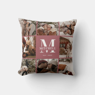 Modern Simple Family Photo Collage Keepsake Throw Pillow
