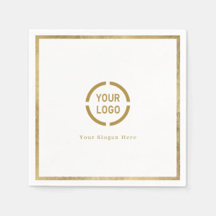 Modern simple faux gold border company logo napkin