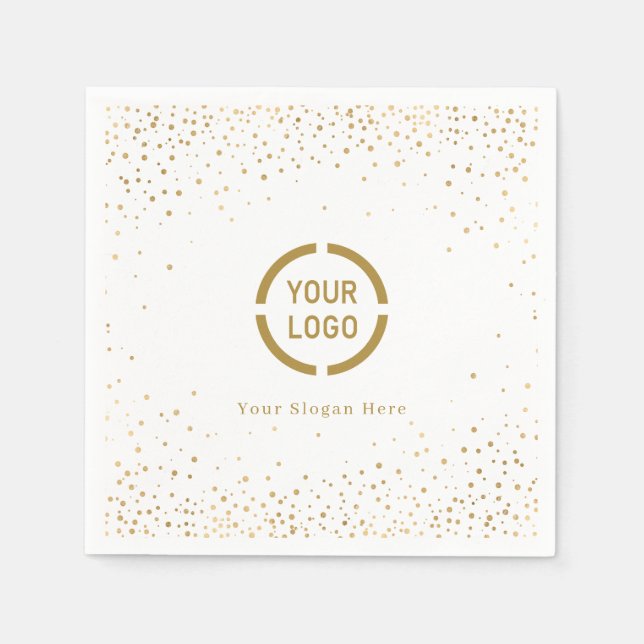 Modern simple faux gold glitter company logo napkin (Front)