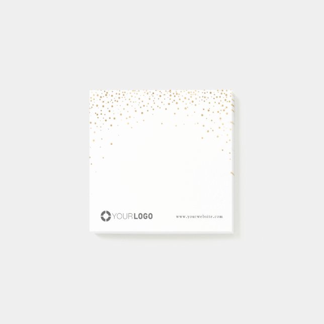 Modern simple faux gold glitter company logo post-it notes (Front)