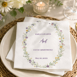 Modern simple Floral Boho Wedding Napkins