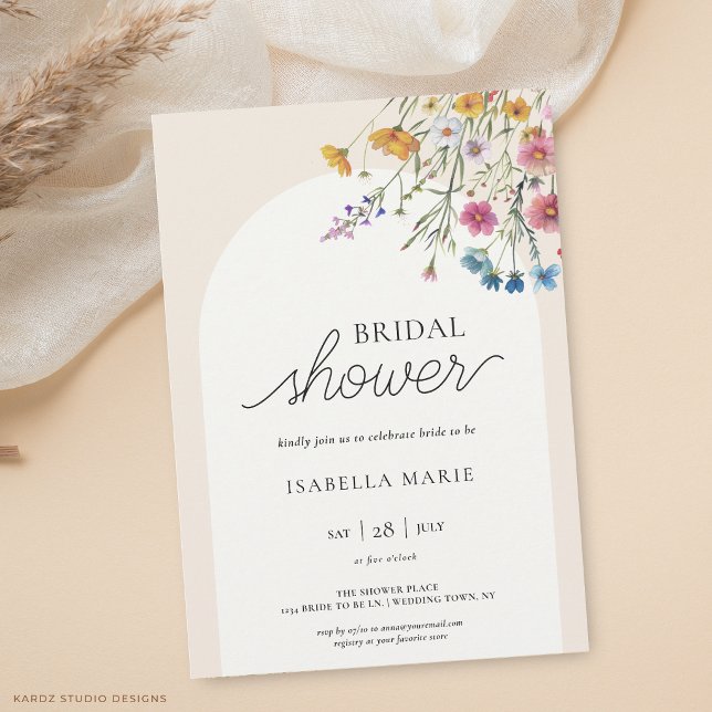 Modern Simple Floral Bridal Shower Invitation (The front of the invitation is shown at 5x7-inch size. Choose size, paper, + corner style.)