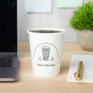 Modern simple Floral coffee Shop café Paper Cups