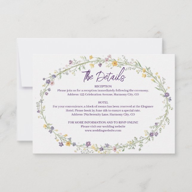 Modern Simple Floral Details Enclosure Card (Front)