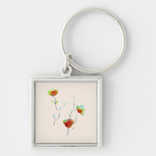 Modern simple floral flower Autumn art Keychain