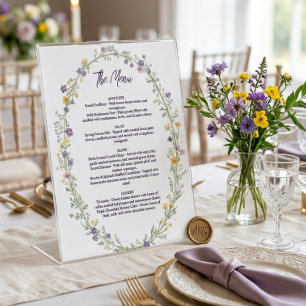 Modern Simple Floral Menu, Boho Pedestal Sign