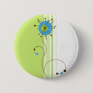 Modern Simple Flower Green Typography 2 Inch Round Button
