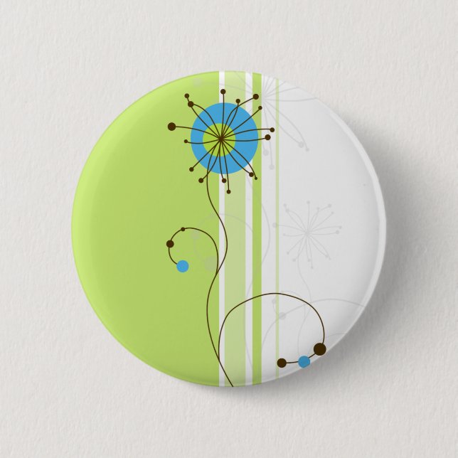 Modern Simple Flower Green Typography 2 Inch Round Button (Front)