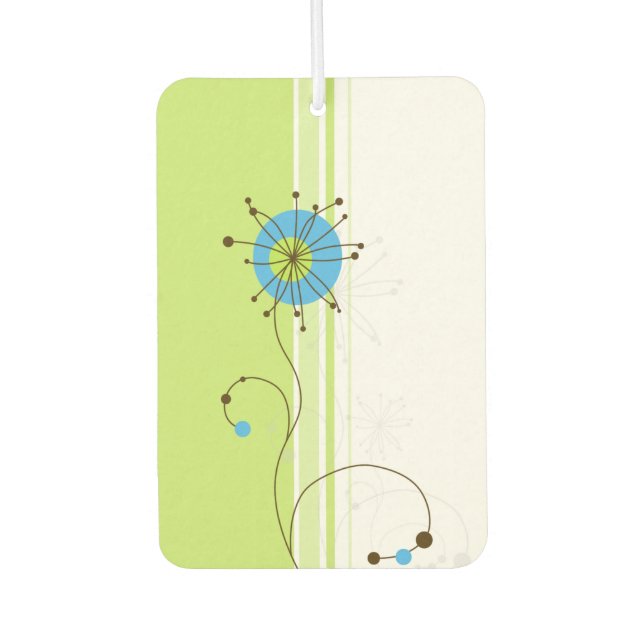 Modern Simple Flower Green Typography Car Air Freshener (Front)