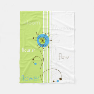Modern Simple Flower Green Typography Fleece Blanket