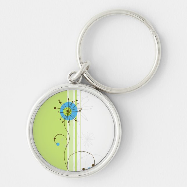 Modern Simple Flower Green Typography Keychain (Front)
