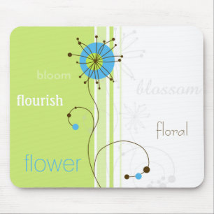 Modern Simple Flower Green Typography Mouse Pad