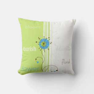 Modern Simple Flower Green Typography Throw Pillow