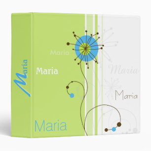 Modern Simple Flower Green Your Name Binder