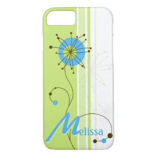 Modern Simple Flower Green Your Name Case-Mate iPhone Case