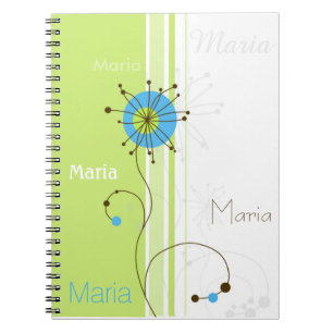 Modern Simple Flower Green Your Name Notebook